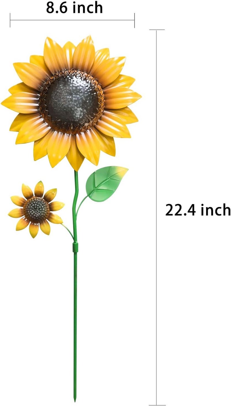 YEAHOME Garden Decor for Outside, 2 Pack 22.4“ Sunflower Garden Stakes Spring Decor, Metal Flowers with Shaking Head Yard Art for Outdoor Yard Lawn Patio Decoration - Image 3